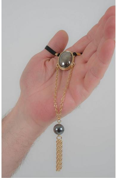 Babyfather - Gold Penis Chain with Hematite Gem Tassel