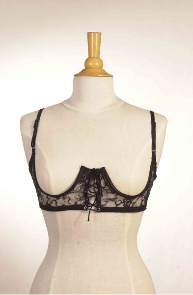 Bad Girl - Open Cup Lace-Up Bra