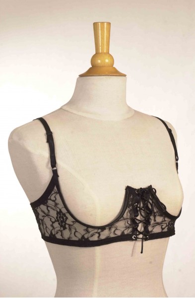 Bad Girl - Open Cup Lace-Up Bra