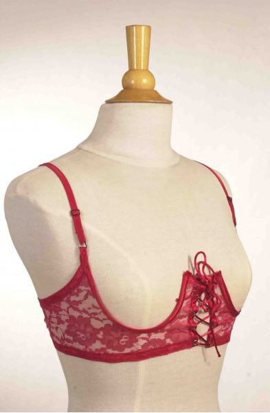 Bad Girl - Open Cup Lace-Up Bra