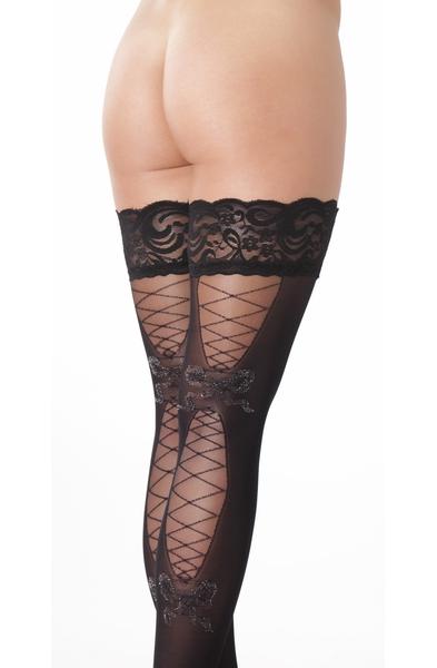 Black Lace Thigh High Stockings