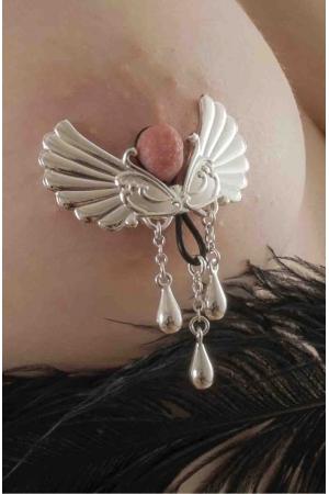 Borderline - Women's Non-Piercing Silver Wings of Desire Nipple Jewelry