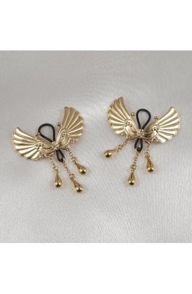 Burning Up  - Non-Piercing Gold Wings of Desire Nipple Jewelry