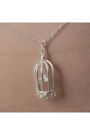 It Tango - Silver Waist Chain with Bird in a Cage Pendant