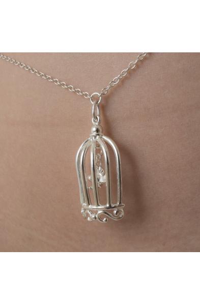 It Tango - Silver Waist Chain with Bird in a Cage Pendant