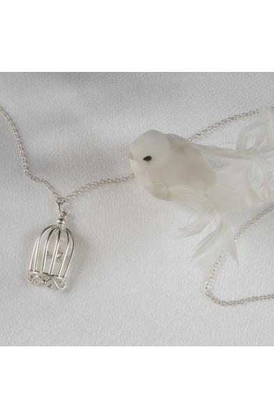It Tango - Silver Waist Chain with Bird in a Cage Pendant