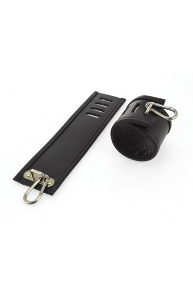 Deluxe Wrist Cuffs With Metal Lined Slots and Carabine Hooks (Narrow)