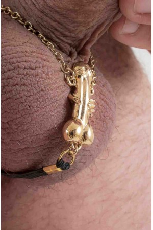 Dude - Gold Testicle Bracelet with Penis Charm