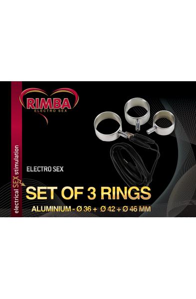 Electro Sex Uni-Polar Aluminum Cock Rings With Cable - Set of 3