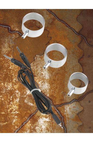 Electro Sex Uni-Polar Aluminum Cock Rings With Cable - Set of 3