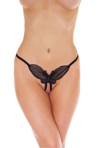 Fairy Butterfly - Sheer Crotchless Thong Panty
