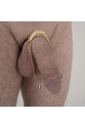 Go Deep - Men's Gold Kiss Penis Chain Bracelet with Pendant