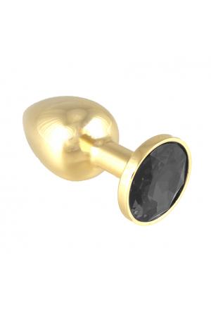 Gold Butt Plug With Black Crystal