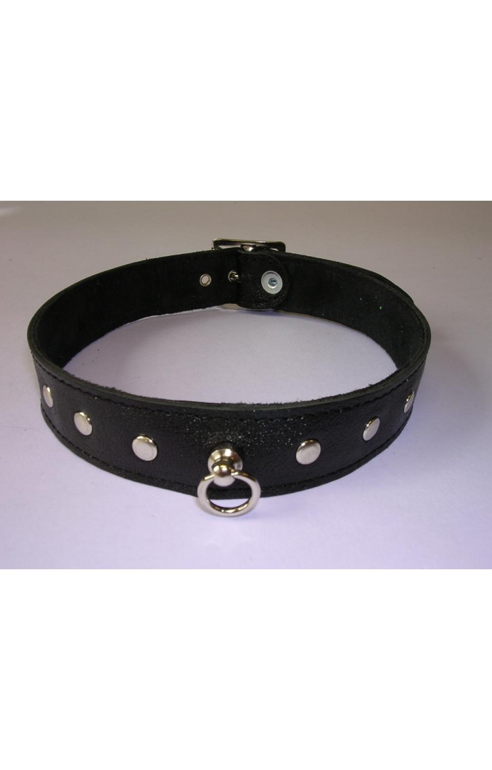 Leather 1 Inch (2 1/2 cm) Collar With Rivets - 7533