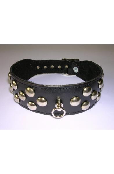 Leather 1.5 inch (4 cm) Wide Collar With Dome Studs