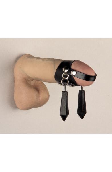 Leather Cock Tip Strap With Weight Hooks