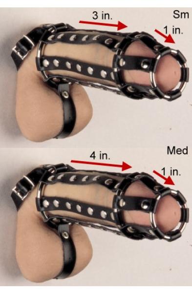 Leather Cock and Balls Cage With Ball Divider and Spikes Inside
