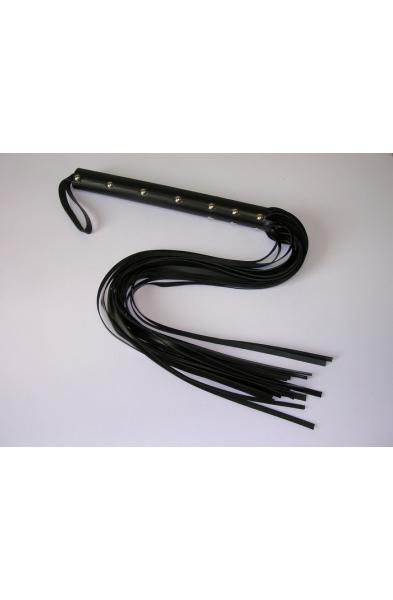 Leather Flogger Whip with 18 Strings and Thick Handle