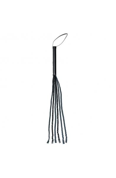 Leather Flogger Whip with 6 Braided Strings -Short