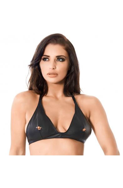 Little Bo Peep - Leather Peephole Open Tip Bra