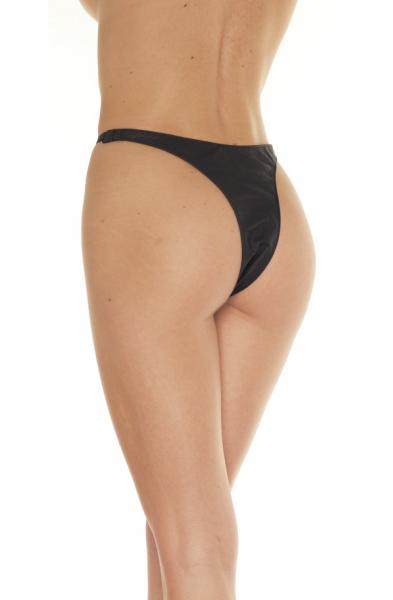 Margo Lee - Leather Open Crotch Bikini Panty with Rivets