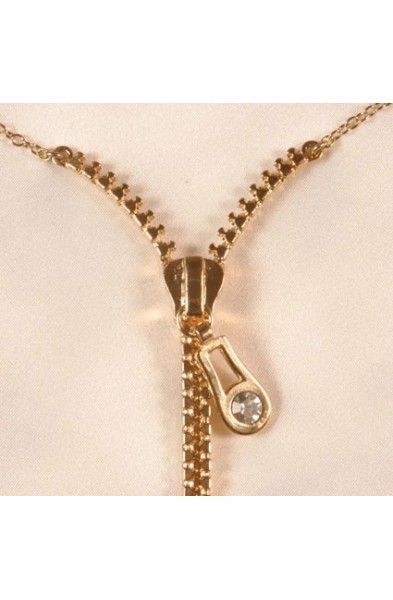 Naughty Girls - Gold Zipper Necklace with Nipple Clips