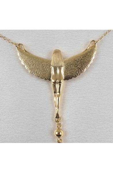 Nile Sunset - Gold Breast and Nipple Necklace with Isis Charm