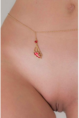 Red Lacewing - Gold Waist Chain With Butterfly Charm