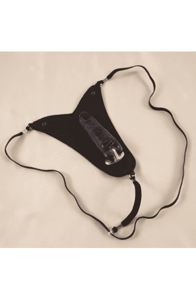 Women's Leather G-String & Finger Dildo With Silver Moon Charm