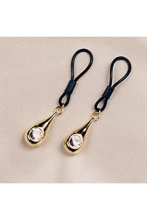 Tefnut - Non-piercing Nipple Rings with Gold Pendant and Jewel - Pair