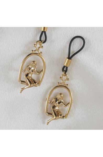 Tender is the Night - Women's Non-Piercing Woman Trapeze Gold Nipple Rings