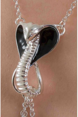 Uto - Silver Breast and Nipple Necklace with Cobra Charm