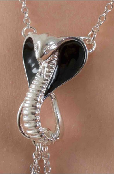 Uto - Silver Breast and Nipple Necklace with Cobra Charm