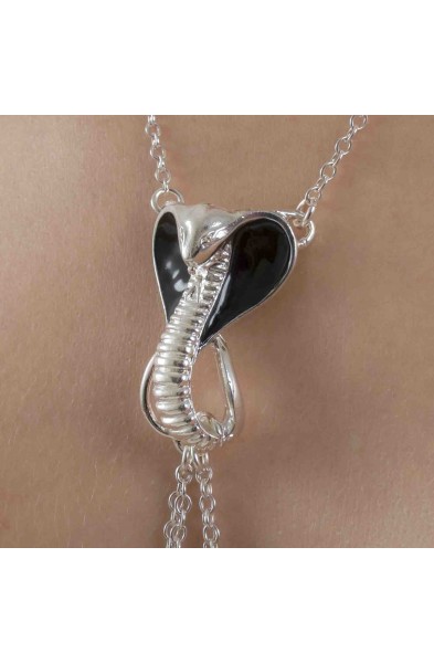 Uto - Silver Breast and Nipple Necklace with Cobra Charm