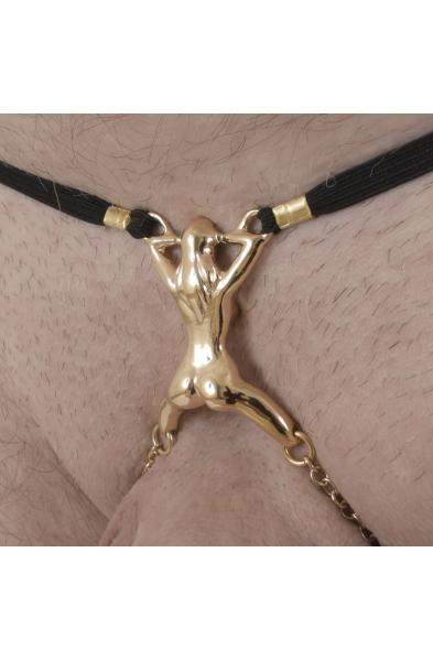 VIP - Men's Lady Luck Waistband & Penis Chain in Gold