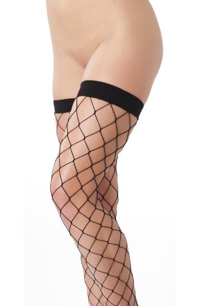Wide Weave Thigh High Fishnet Stockings