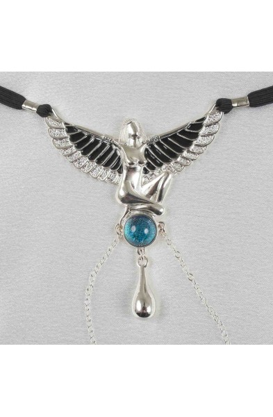 Winged Aset - Silver Vaginal Jewelry with Egyptian Goddess Charm
