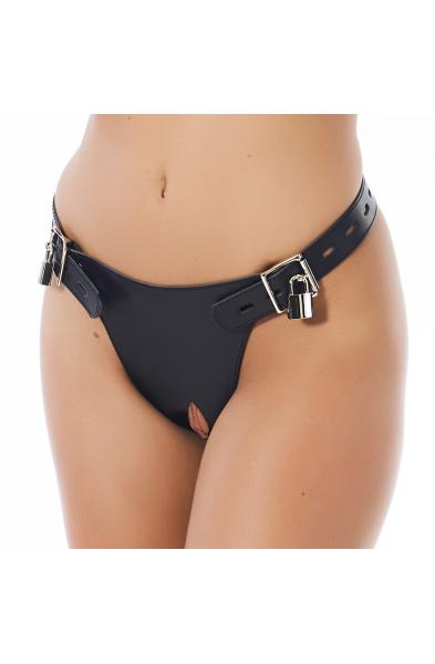 Women's Chastity Briefs with Padlocks and Detachable Anal Plug