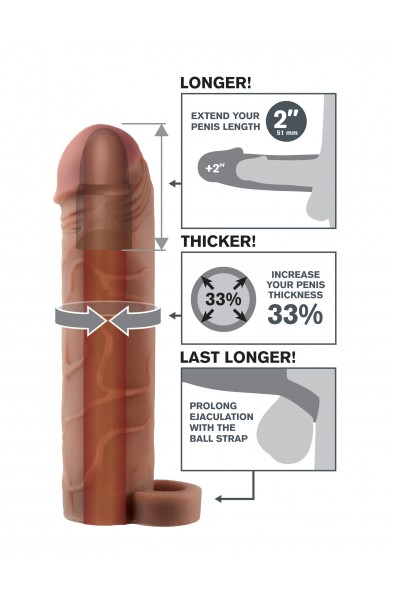 Fantasy X-Tensions Perfect 2-Inch Extension With Ball Strap - Brown