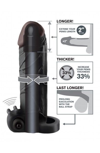 Fantasy X-Tensions Vibrating Real Feel 2-Inch  Extension - Black