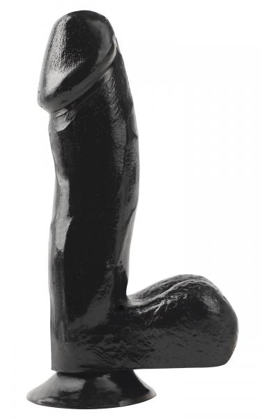 Basix Rubber Works - 6.5 Inch Dong With Suction Cup - Black