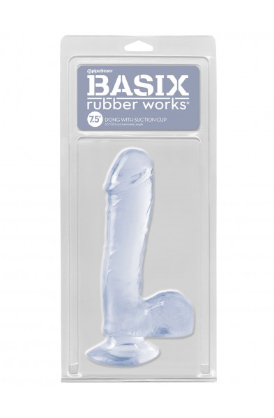 Basix Rubber Works - 7.5 Inch Dong With Suction Cup - Clear