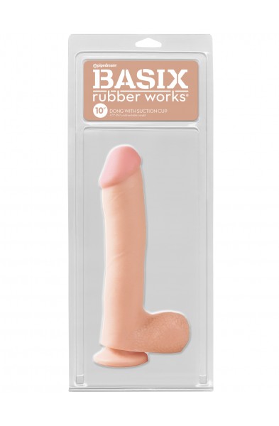 Basix Rubber Works - 10 Inch Dong With Suction Cup - Flesh