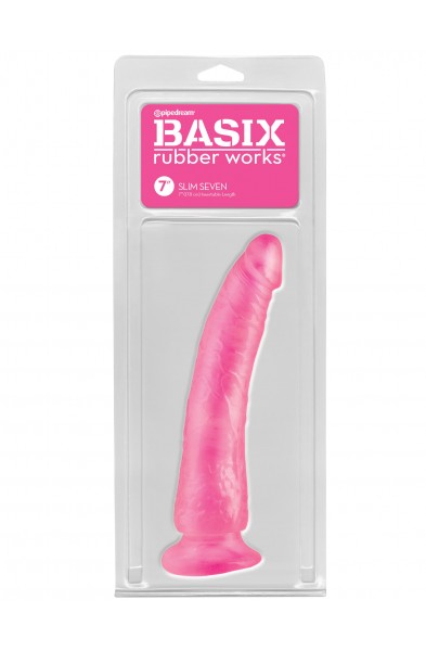 Basix Rubber Works - Slim 7 Inch With Suction Cup - Pink