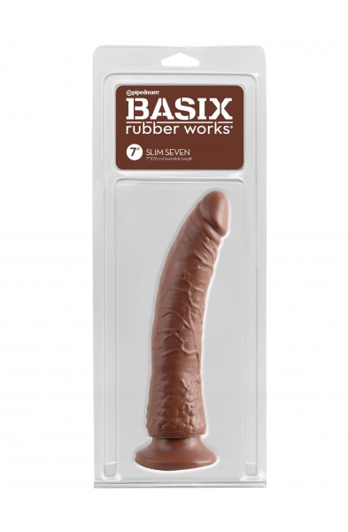 Basix Rubber Works - Slim 7 Inch With Suction Cup - Brown