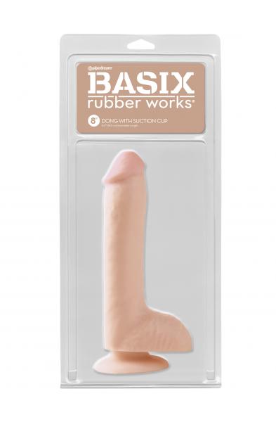 Basix Rubber Works 8 Inch Dong With Suction Cup -  Flesh