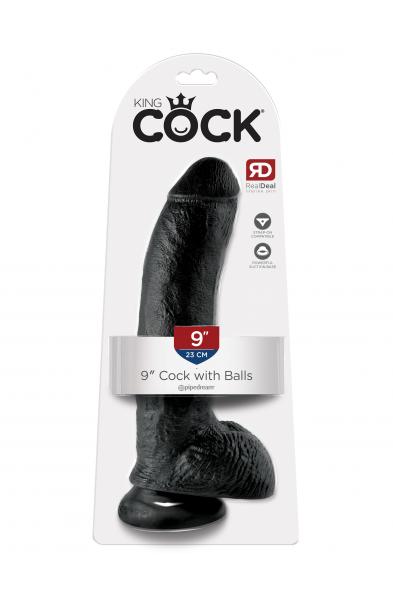 King Cock 9-Inch Cock With Balls - Black