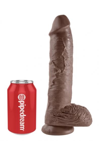 King Cock 10-Inch Cock With Balls - Brown