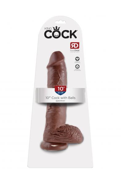 King Cock 10-Inch Cock With Balls - Brown
