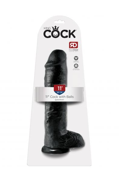 King Cock 11 Inch With Balls - Black